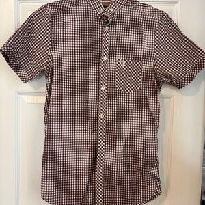 Ben Sherman Burgundy Gingham Casual Button Down Shirt